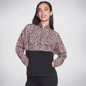 Skechers Pink Patterned Half-Zip Pullover with Black Panel